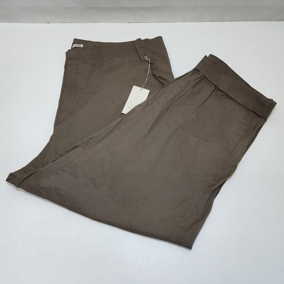 A New Day Womens 20W Chino Brown Stretch Straight Relaxed Cuffed Ankle Pants NWT - Picture 8 of 10